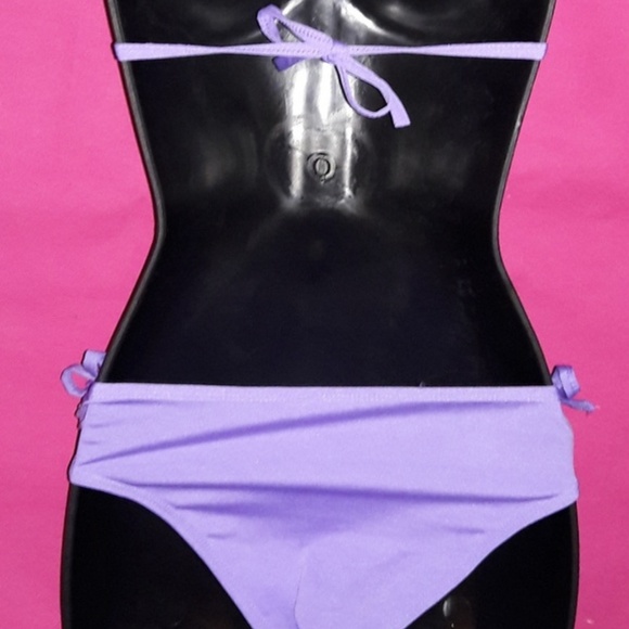 Purple Triangle Cup Side Tie Bikini Swim Suit O/S - Picture 5 of 5